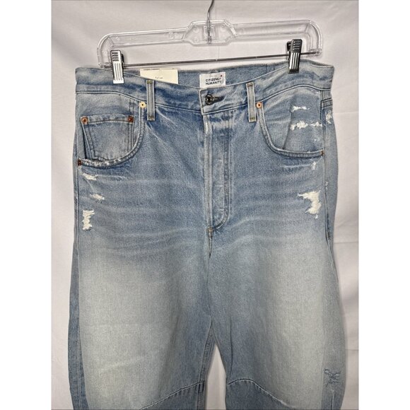 Citizens of Humanity Horseshoe Jeans 31 SAVAHN Light Blue NWT Barrel Frayed New - Picture 3 of 14